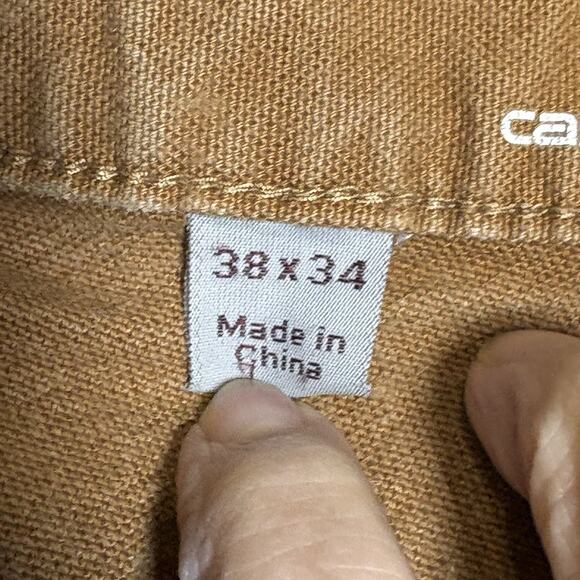 Carhartt Straight Fit Double Knee Dungaree Pants Mens 38x32 Brown 103340 READ - Picture 8 of 16